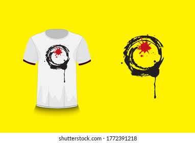 diseño de círculo para camiseta. Cae el color negro y rojo.