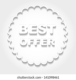 Circle design with the words " BEST OFFER" in cut of paper style.