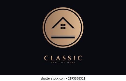 circle designing house vector logo monogram template