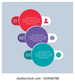 Circle diagram 3 steps on the grey background. Eps 10 vector file.