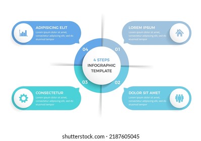 Circle diagram with 4 steps with place for your text and icons, infographic template, vector eps10 illustration