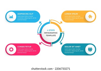 Circle diagram with 4 steps with place for your text and icons, infographic template, vector eps10 illustration