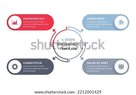 Circle diagram with 4 steps with place for your text and icons, infographic template, vector eps10 illustration