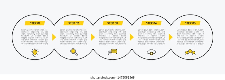 Circle diagram with 5 steps. Infograph. Vector