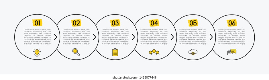 Circle diagram with 6 options. Infographic. Vector