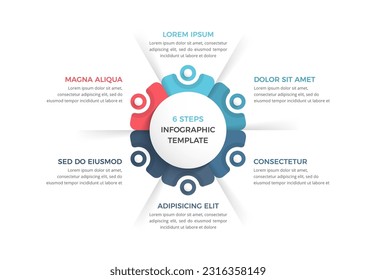 Circle diagram with 6 steps with place for your text, infographic template, vector eps10 illustration