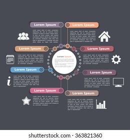 Circle diagram design template with eight elements, vector eps10 illustration