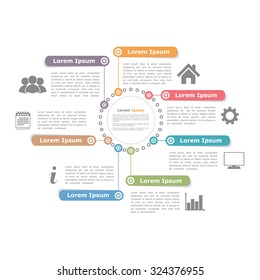 Circle diagram design template with seven elements, vector eps10 illustration