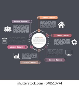 Circle diagram design template with six elements, vector eps10 illustration