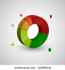 Circle diagram with different percentage. Business concept. Isolated on white background. Vector illustration, eps 10.