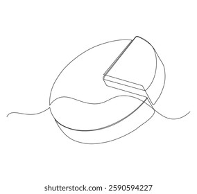 Circle diagram, a diagram divided into several segments is illustrated in one continuous line drawing. Work and office concept.white background Minimalist hand drawn design.