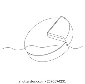 Circle diagram, a diagram divided into several segments is illustrated in one continuous line drawing. Work and office concept.white background Minimalist hand drawn design.