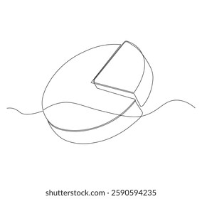 Circle diagram, a diagram divided into several segments is illustrated in one continuous line drawing. Work and office concept.white background Minimalist hand drawn design.