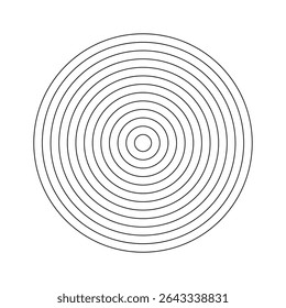 Circle diagram divided on segments. Coaching wheel of 12 concentric circles. Polar grid graph paper. Habits tracker of wheel of life. Life blank. Vector illustration.