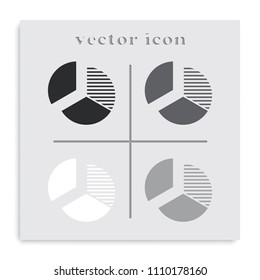 Circle diagram flat black and white vector icon.