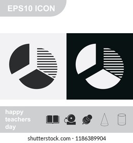 Circle diagram flat black and white vector icon.