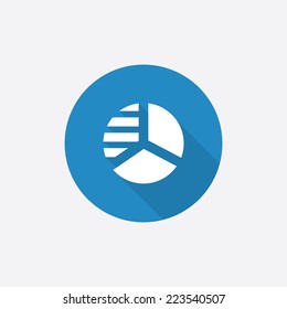 circle diagram Flat Blue Simple Icon with long shadow, isolated on white background  