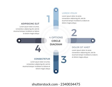 Circle diagram with four elements, business infographic template, vector eps10 illustration