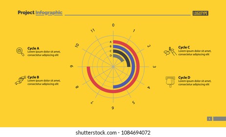 Circle diagram with four parameters. Business data. Graph, chart, design. Creative concept for infographic, report. Can be used for topics like banking, finances, statistics