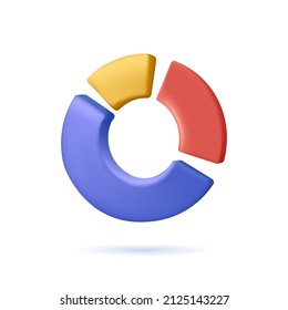 Circle diagram, four parts pie chart. Business, financial report, presentation, statistics, data analytics, optimization. 3d vector icon. Cartoon minimal style. UI interface, 3D vector free to edit.