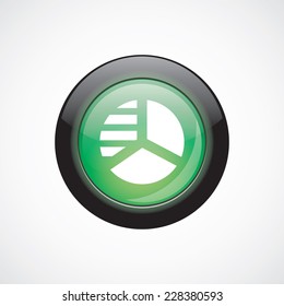 circle diagram glass sign icon green shiny button. ui website button  