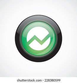 circle diagram glass sign icon green shiny button. ui website button  
