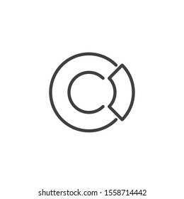 Circle diagram graph line icon. linear style sign for mobile concept and web design. Pie chart diagram outline vector icon. Symbol, logo illustration. Vector graphics