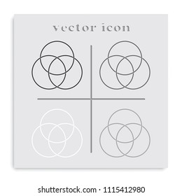 Circle diagram, graph, presentation and chart flat black and white vector icon. Business concept with 3 options, parts, steps or processes.
