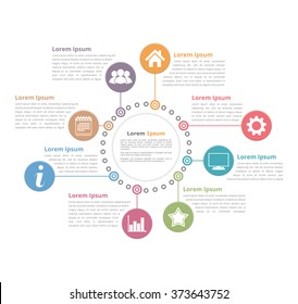 Circle diagram with icons and text, vector eps10 illustration