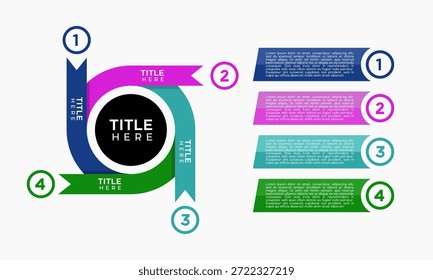 The circle diagram illustration concept is divided into four segments, each containing  four project infographic options