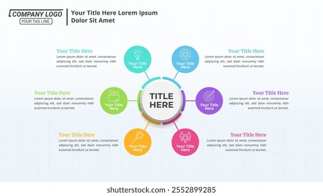 Diagrama de círculo Infográfico com 6 etapas para apresentação de negócios, cartaz, banner e livreto.