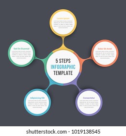 Circle diagram infographic template with five steps or options, workflow, process, vector eps10 illustration