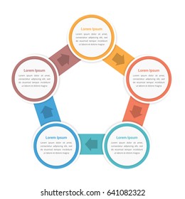 Circle diagram infographic template with five steps or options, workflow, process, vector eps10 illustration