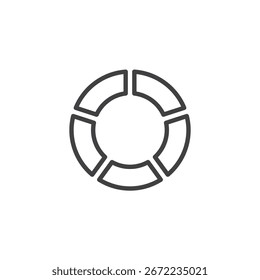 Circle Diagram line icon with segmented circular shape. Outline vector icon, sign symbolizing infographic distribution and data segments as a visual symbol.