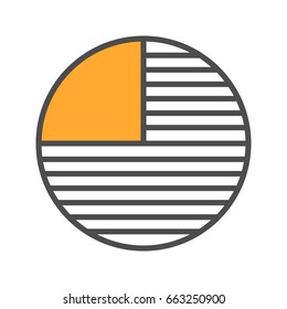Circle diagram with missing part color icon. Portion abstract metaphor. Isolated vector illustration