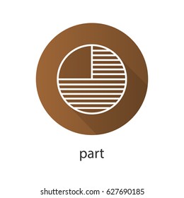 Circle diagram with missing part. Flat linear long shadow icon. Portion abstract metaphor. Vector line symbol