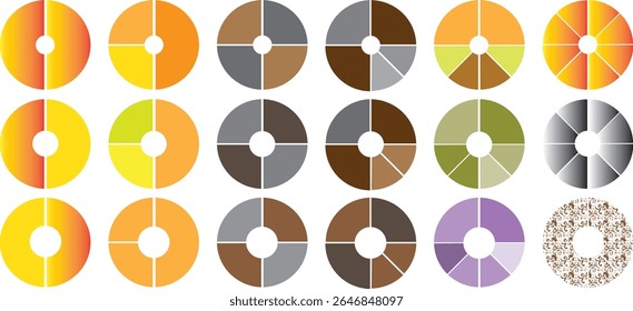 Diagrama de círculo, diseño de infografía de gráfico circular. Ciclo de proceso plano. Sectores de progreso. Elementos empresariales y estadísticas con números. Colección de diagrama colorido con Kalar	

