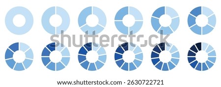 Circle diagram, pie chart infographic design. business elements and statistics with numbers. Colorful diagram collection with, 1 to 12 sections. 
