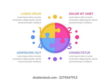 Circle diagram with puzzle circle with 4 elements, infographic template, vector eps10 illustration