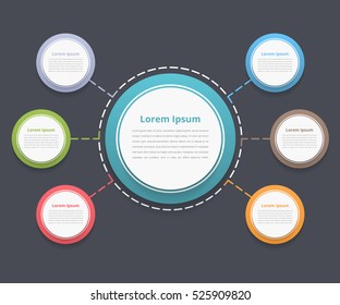 Circle Diagram With Six Elements, Steps Or Options, Flowchart Or Workflow Diagram Template, Vector Eps10 Illustration