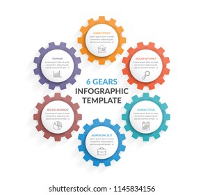 Circle Diagram With Six Gears, Vector Eps10 Illustration