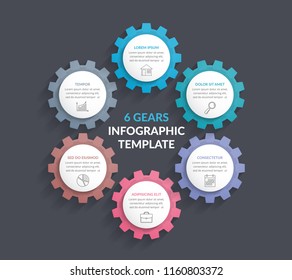 Circle diagram with six gears, vector eps10 illustration