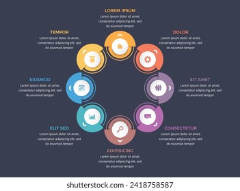 Circle diagram template with eight elements, infographic template, vector eps10 illustration