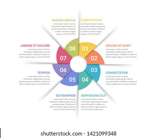 Circle diagram template with eight steps or options, circle infographics, process chart, vector eps10 illustration