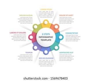 Circle diagram template with eight steps or options, infographic template for web, business, presentations, vector eps10 illustration