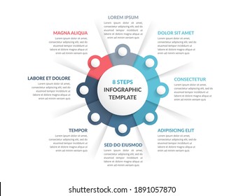 Circle diagram template with eight steps or options, infographic template for web, business, presentations, vector eps10 illustration - Shutterstock ID 1891057870