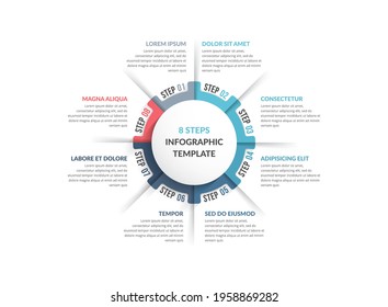 Circle diagram template with eight steps or options, infographic template for web, business, presentations, vector eps10 illustration