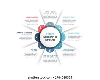 Circle diagram template with eight steps or options, infographic template for web, business, presentations, vector eps10 illustration