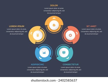 Circle diagram template with five elements, infographic template, vector eps10 illustration