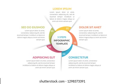 Circle diagram template with five steps or options, process chart, vector eps10 illustration